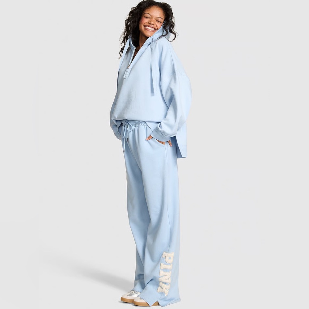 Victoria’s Secret PINK Ivy Fleece Wide-Leg Split-Hem Sweatpants